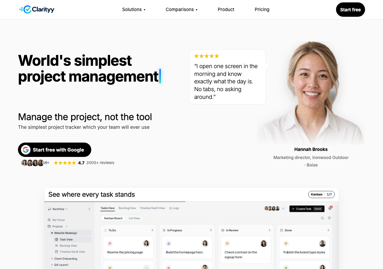 Clarityy homepage