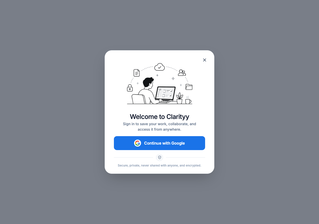 Clarityy sign in modal
